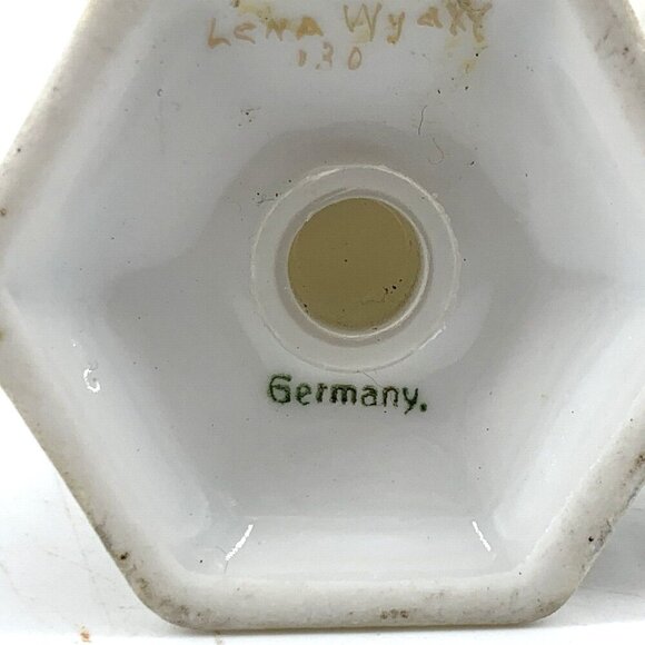 Germany Salt and Pepper Shakers Floral Hand Painted White Luster 1930 4.5" - Picture 7 of 9